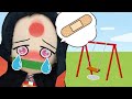 並ぶ順番守れなくて大ゲンカ！？ブランコで禰豆子が落ちて泣いちゃった！しのぶせんせいに絆創膏を貼ってもらおう　鬼滅の刃　教育