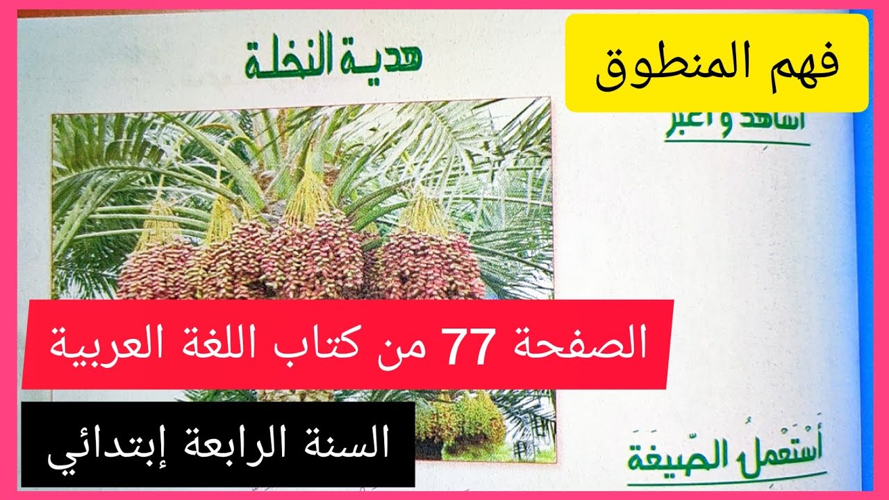 فهم المنطوق هدية النخلة على الصفحة 77 من كتاب اللغة العربية للسنة الرابعة إبتدائي
