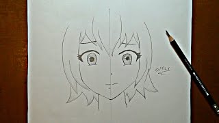 رسم انمي سهل | تعليم رسم بنت انمي كيوت سهل جدا