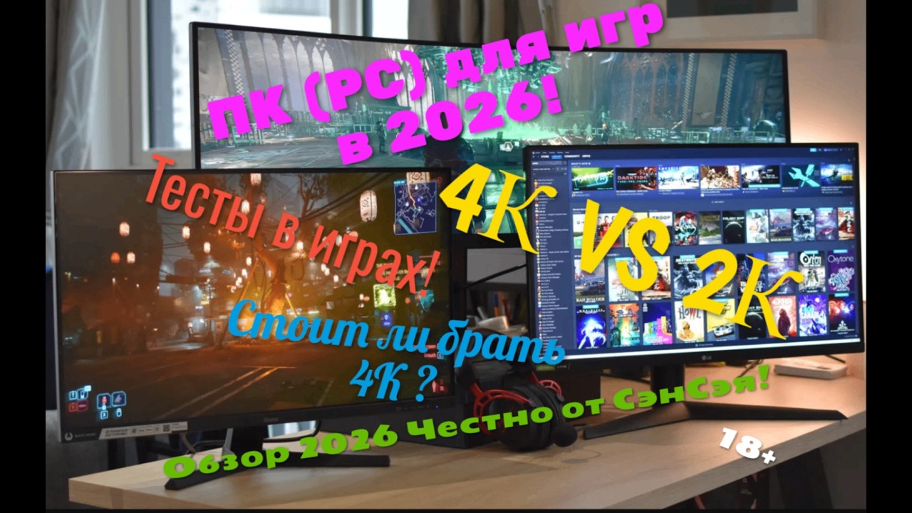 ПК(PC) для игр в 2026! 4К VS 2К Тесты в играх! Стоит ли брать 4К? Гейминг 4К? Честно от СэнСэя!