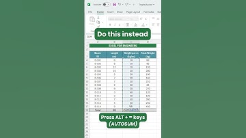 AUTOSUM in Excel for Engineers 🏗️#excel #exceltips #excelforengineers #engineering