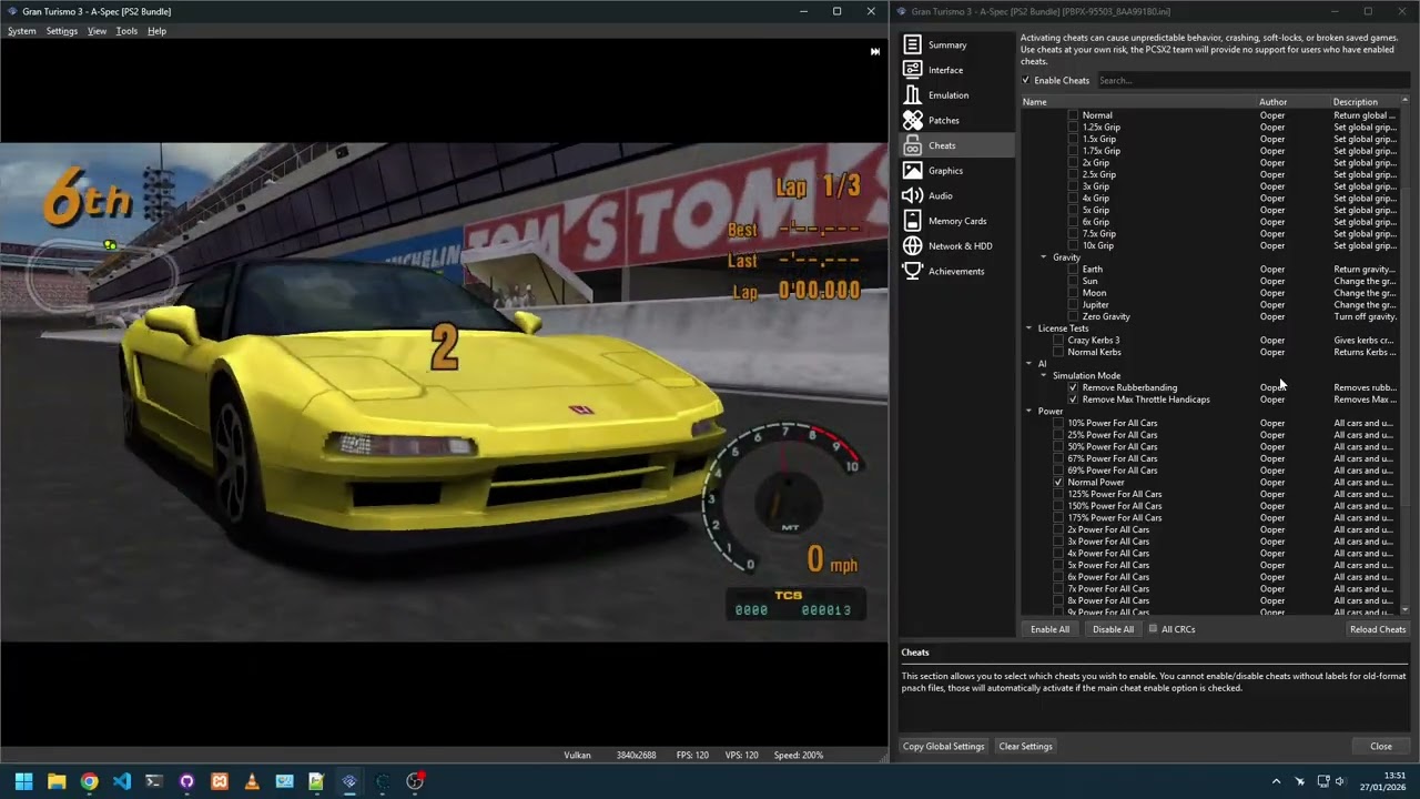 Remove AI Rubberband & AI Throttle Handicaps Patches - Gran Turismo 3 NTSC
