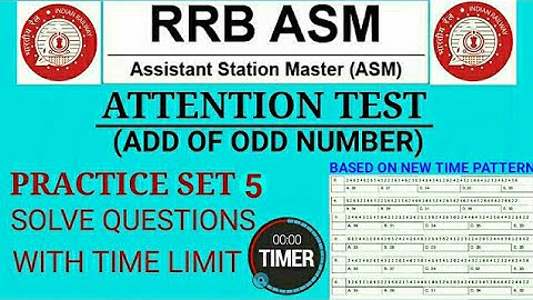 ATTENTION TEST 05(ADD OF ODD NUMBERS) || PRACTICE SET WITH TIME  || RRB NTPC 2015