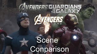 Avengers endgame 2019 The Avengers 2012 and Guardians of the galaxy 2014 Scene Conparison