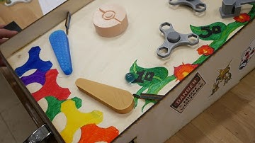 Laser Cut Pinball Machine with 3D Printed Flippers and Obstacles (DigiFab Digital Harbor Foundation)