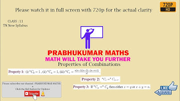 Class 11 Maths | Chapter 4 |  Properties of Combinations 123 |  TN New Syllabus | PRABHUKUMAR MATHS