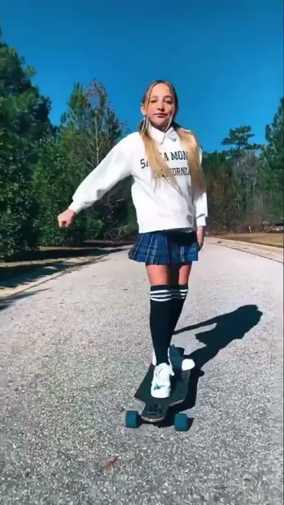 Lily K Aesthetic Tiktok On a Skatebord before it got Banded
