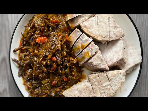 Nigerian (Igbo) local sauce for yam, plantain, cocoyam (ede)