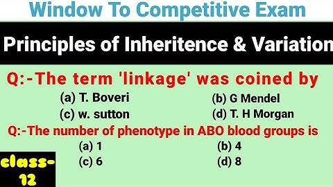 Principles of Inheritance and Variation || Class12 || MCQ Quiz || #Lifescience_classes