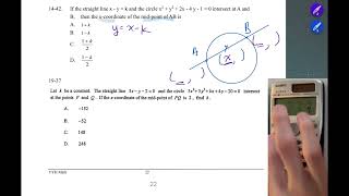 HKDSE Math 2014 Q42 Paper2 Equ of Circle Type III: intersect交點 (Prog1,1)