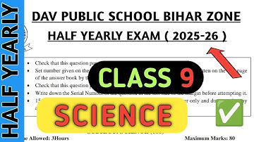 Dav class 9 science question paper of half yearly/ mid term exam 2025 | Dav paper Zone | 2025-26 | 