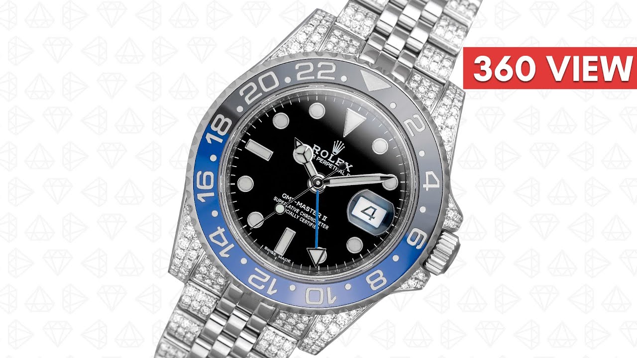 Custom Diamond Set Rolex GMT-Master II 116710BLNR Watch - Time4Diamonds