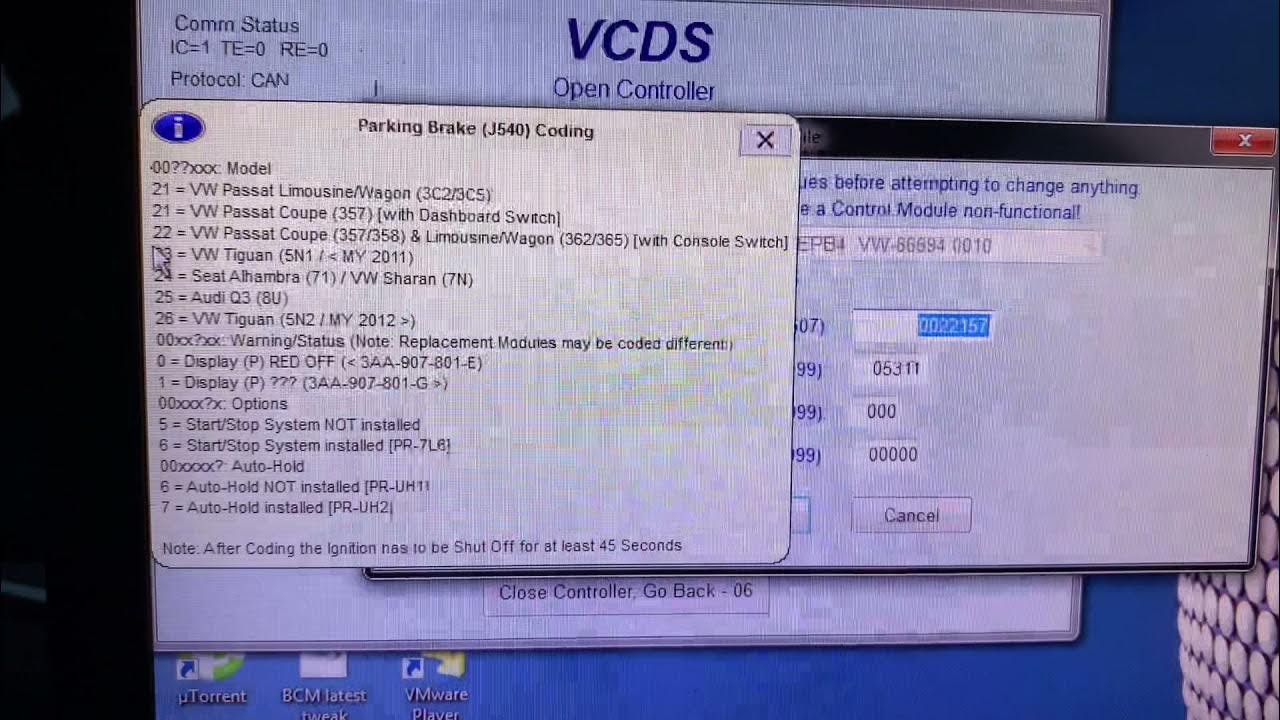 Passat B7 electric parking module (EPB) coding with VCDS in Passat B6