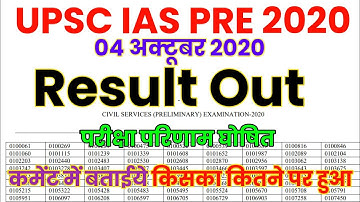 UPSC Prelims 2020 Prelims Result Out | IAS Prelims 2020 |Civil Services Exam 2020 prelims Result Out
