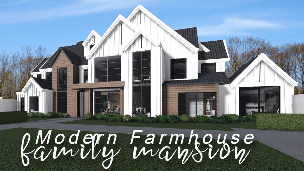 Bloxburg House Build Modern Farmhouse (INTERIOR AND EXTERIOR INCLUDED)