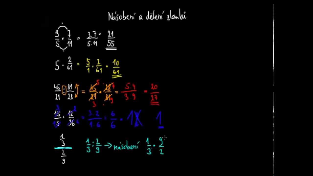 Zlomky - dělení, násobení