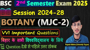 📚B.Sc 2nd Semester Botany MJC Important Questions 2025✅ |Bsc Botany 2nd Semester (2024-28) VVI