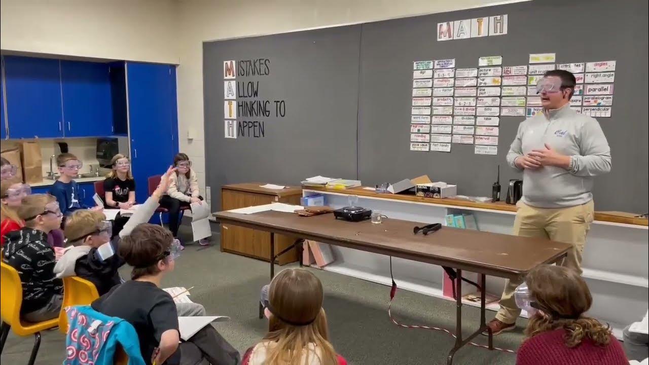 Principal Brent Huck demonstrates what happens