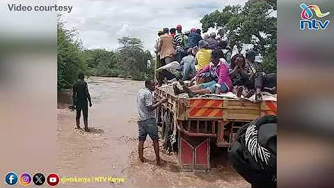Lorry carrying over 10 people swept away while trying to cross flooded road in Makueni