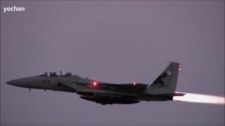 Full Afterburner!! F-15 Eagle Fighter jet aircraft.Night takeoff