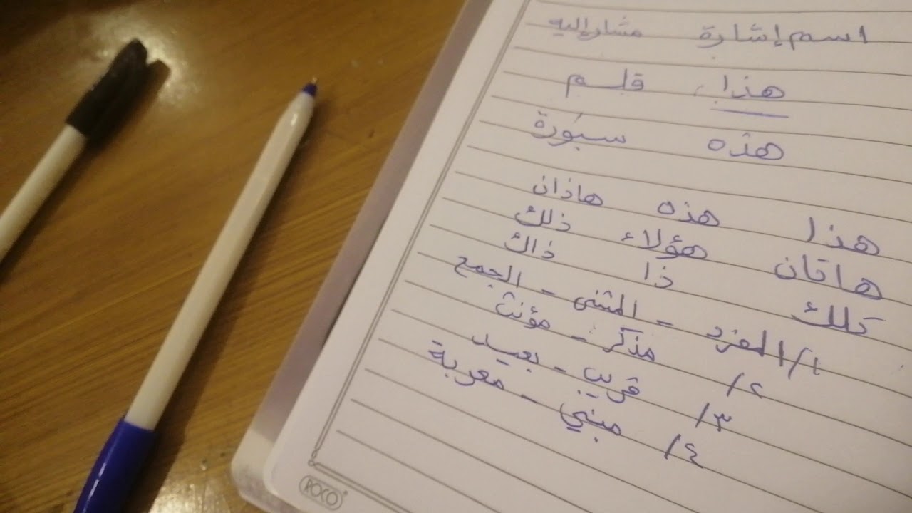 أسماء الإشارة الصنف اللغوي للصف الأول المتوسط مادة لغتي الخالدة