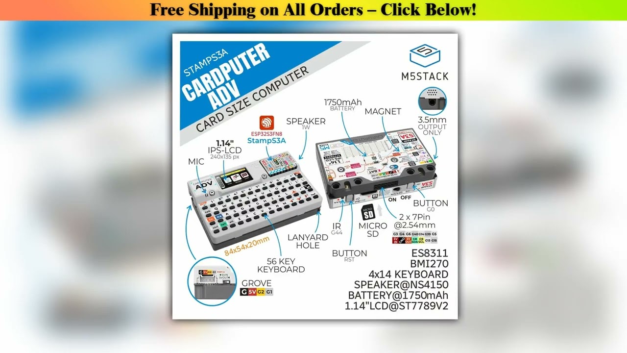 M5Stack Cardputer ADV new Version v1.1 StampS3A Development Board Portable Computer 1.14 Inch