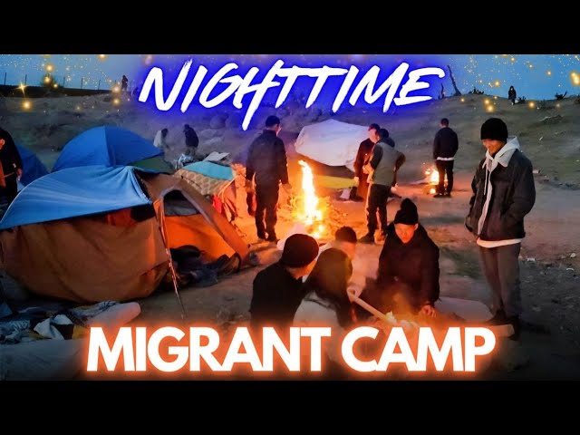 Secret Nighttime Migrant Camp. Jacumba California. CAMPFIRES!