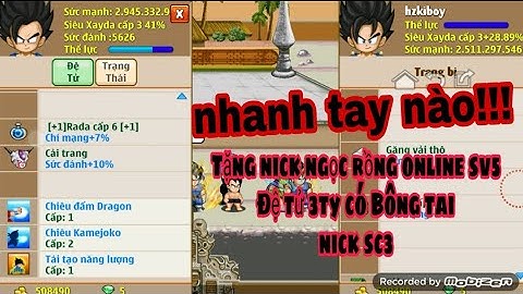Cho nick ngọc rồng online sv5 có bông tai sc3
