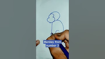 Drawing monkey from number 3 #trending #video #drawing #ytshorts #youtubeshorts #shorts