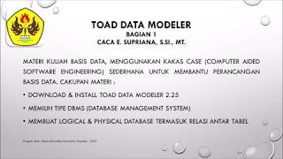 Toad Data Modeler Pt. 01