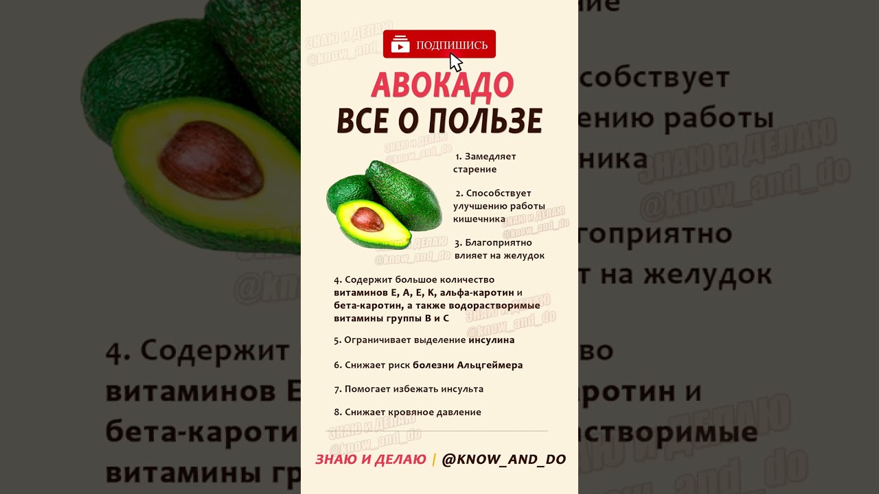 👉 ТОП 8 полезных свойств авокадо 👍 Польза авокадо для организма человека #знаюиделаю #рецепты #еда
