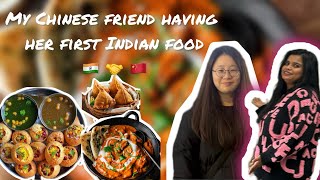 My Chinese friend having her first Indian food in Korea ||