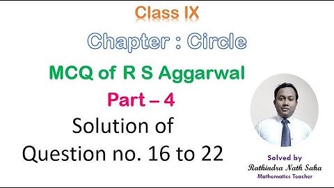 Circle || MCQ || PART 4 || R S AGGARWAL || CLASS IX