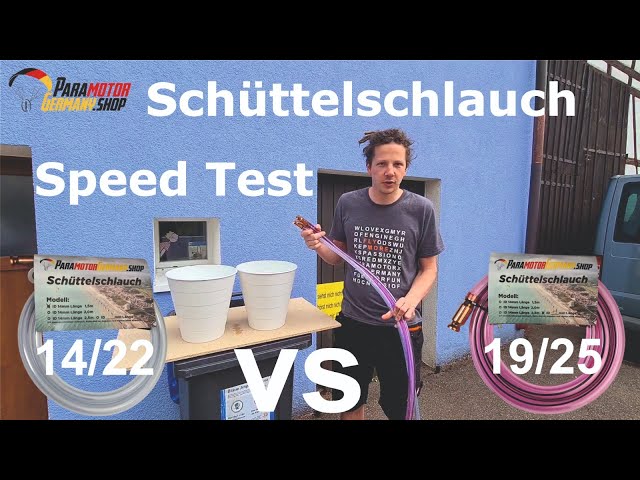 Motorschirm Schüttelschlauch Speed Test 14 / 22 mm VS 19 / 25 mm