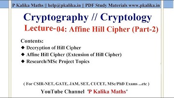 Cryptography Lect.-04 (P2): Affine Hill Cipher- Methodology and Enc-Decryption Scheme (In Hindi)