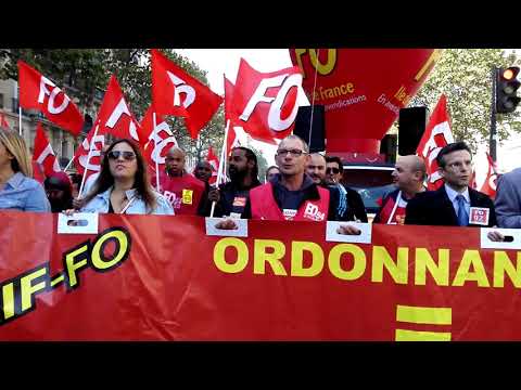 La CGT-FO à la manifestation du 21 septembre 2017, Paris. Vidéo 2