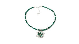 Jay King Malachite "Flower" Pendant with Necklace