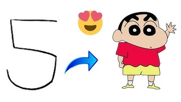 Turn number 5 into ShinChan cartoon drawing easy/ How to draw ShinChan cartoon drawing step by step