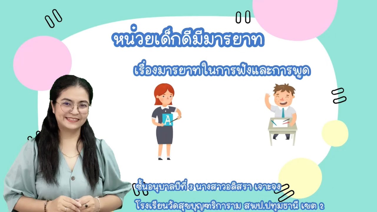 หน่วยเด็กดีมีมารยาท//มารยาทในการฟังและการพูด//ครูจอย