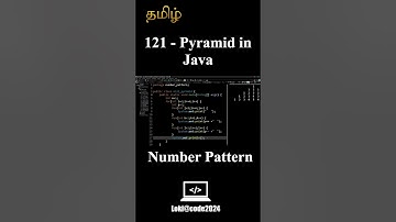 121 pyramidNumberpattern in Java|Pattern | #java #javatamil #coding#shortsvideo #shorts