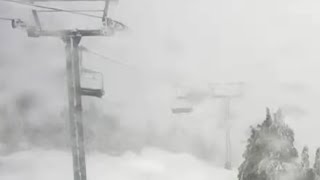 Watch Mt. Bachelor lift chairs swing back and forth in high winds