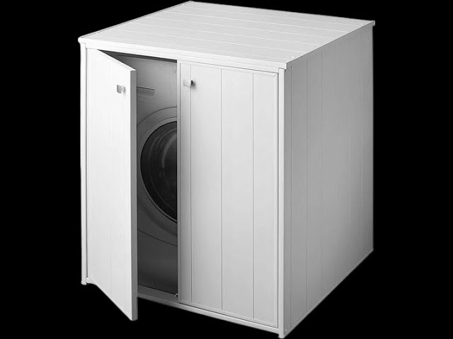 Mueble para lavadora BERG madera maciza negro 76x27x164,5 cm - referencia  Mqm-358557