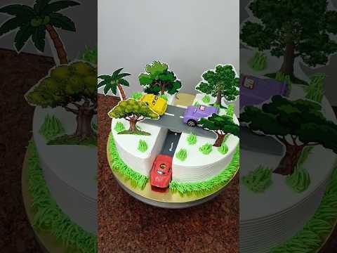 car theme cake design decoration video #youtubeshorts #shorts #cakethemecake