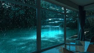 Rain & Thunder in a Home with a Cascade in the Backyard. Try this If you are having trouble Sleeping