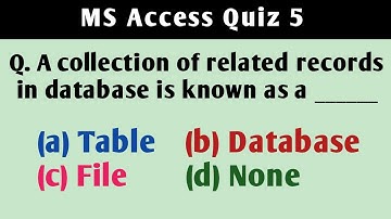 MS Access Quiz 5 | Computer Science Quiz | Knowledge Enhancer Quizzes
