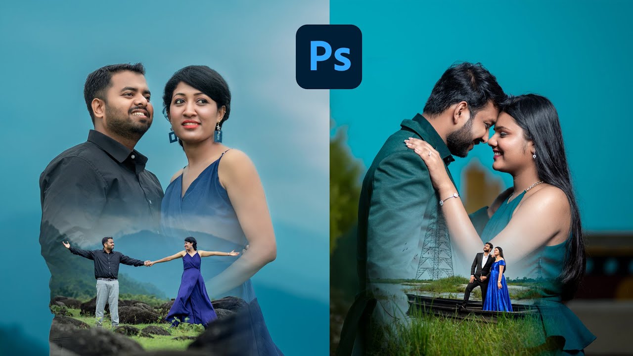 Pre Wedding Photo Dual Exposure Editing In Photoshop 2022 Youtube