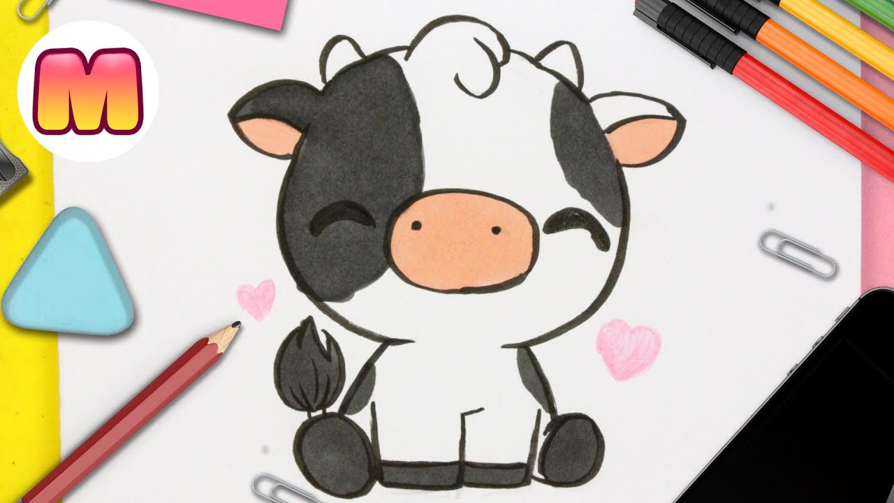 COMO DIBUJAR UNA VACA KAWAII - Dibujos kawaii faciles - Como dibujar animales  kawaii - YouTube