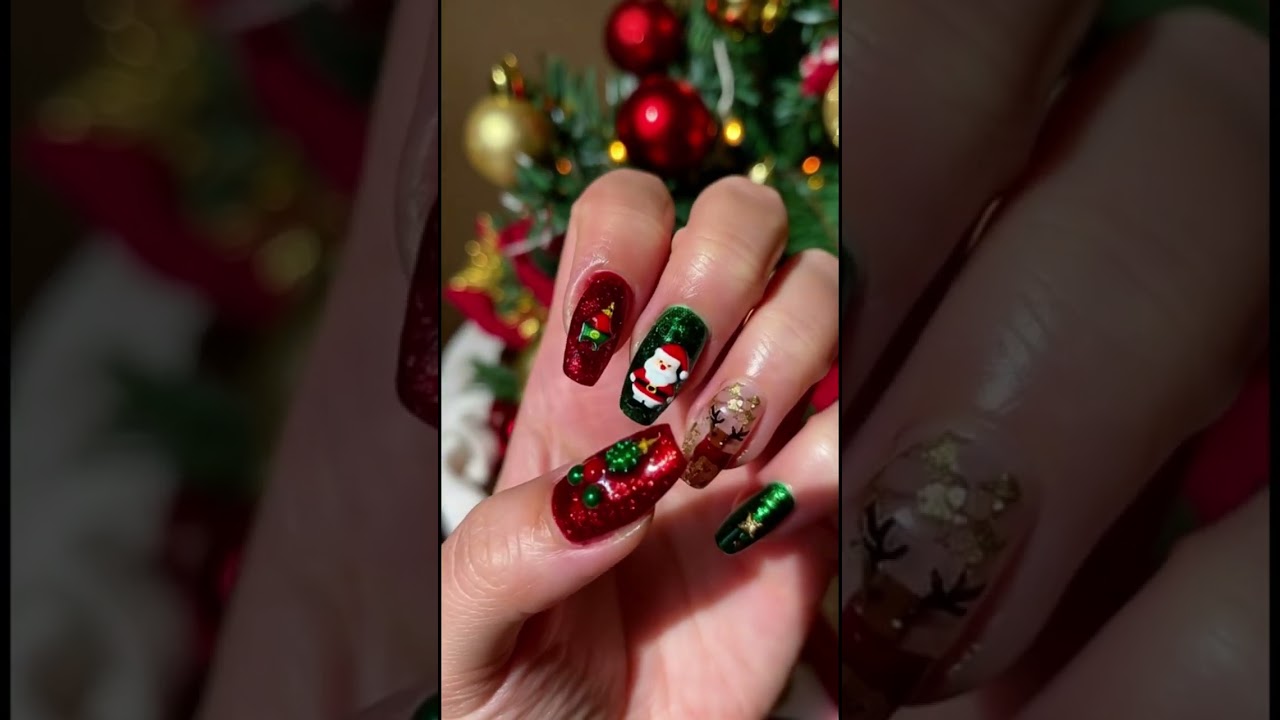 Candy Cane Christmas Nails 🎄❤️ Festive Holiday Nail Art 