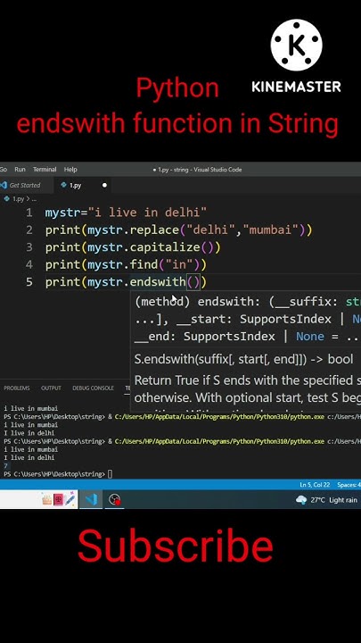 Python || Endswith function in String || Hindi || #python #hindi # ...