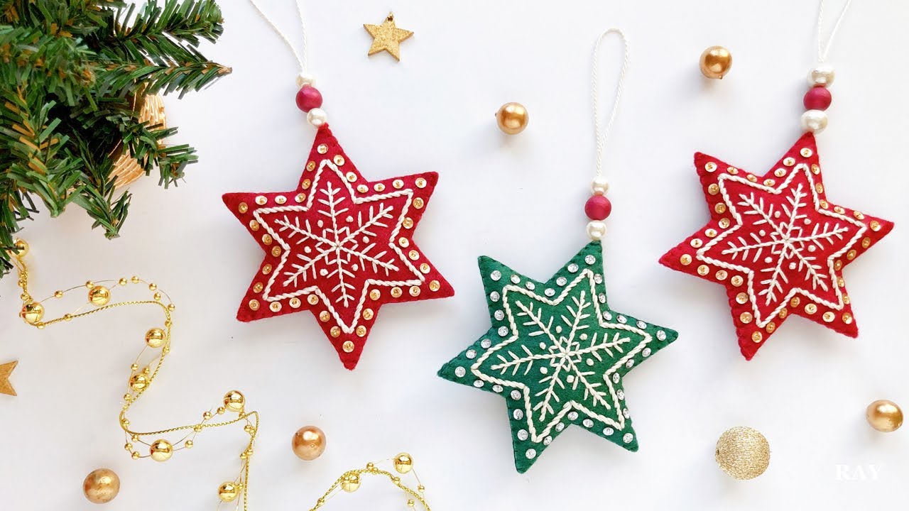 How To Make A Star Ornament With Felt Diy Homemade Christmas Sewing Ideas Youtube